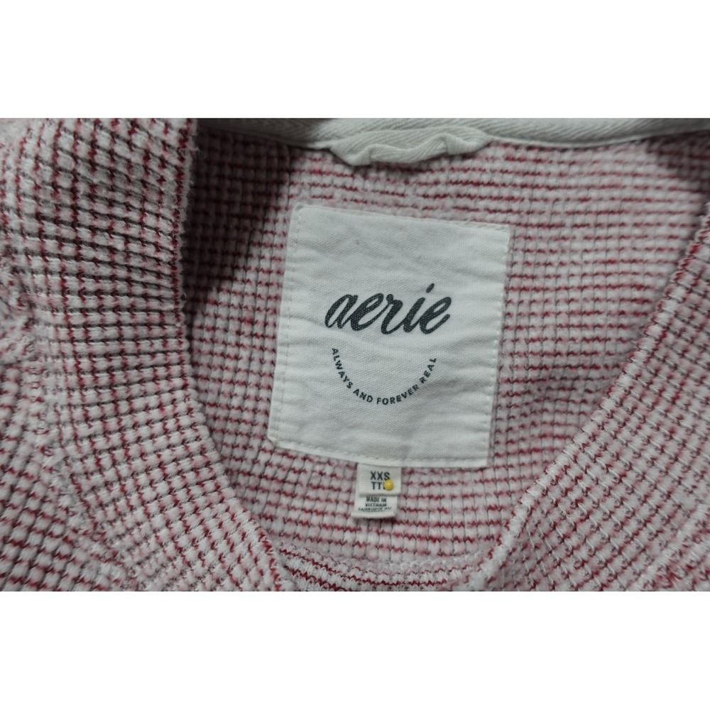 Aerie Sweater Womens XXS‎ Pink Waffle Knit Thermal Crewneck Pullover Top - Picture 3 of 8